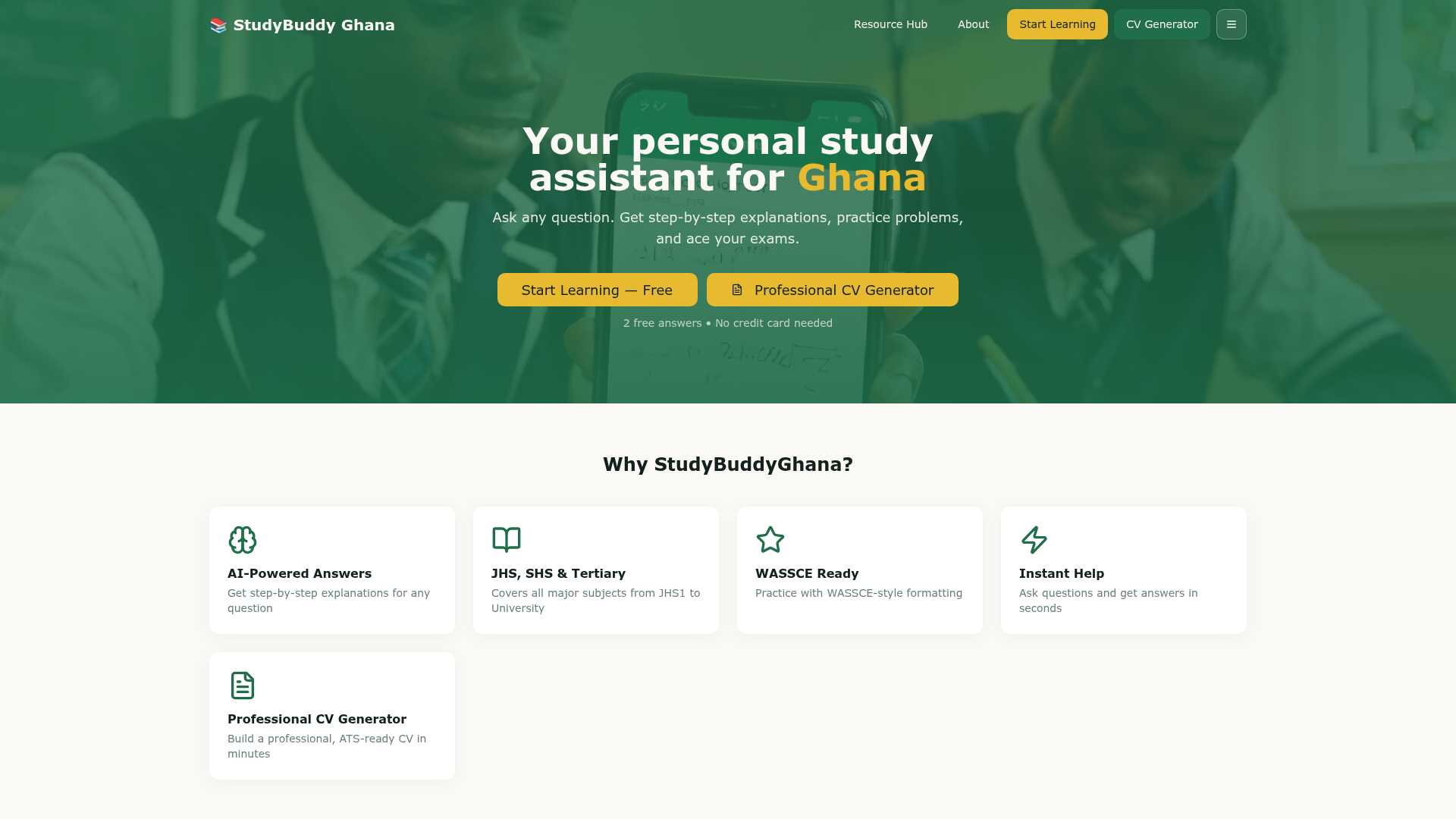 StudyBuddy Ghana platform preview